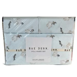 NEW Rae Dunn HALLOWEEN BOO & BATS Blue Full Sheet Set